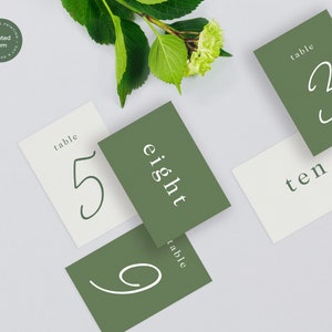 Sage Green Wedding Table Numbers: Hunter Valley Collection