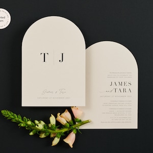 Modern Arch Wedding Invitation Suite - The Santa Rosa Collection - Printed Modern Arch Invites, Minimalist & Elegant Wedding Invitations