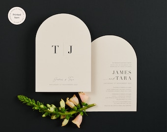 Modern Arch Wedding Invitation Suite - The Santa Rosa Collection - Printed Modern Arch Invites, Minimalist & Elegant Wedding Invitations