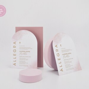 Arch Taufeinladung - The Rose Quartz Collection, bedruckt und personalisieren Tauf- und Geburtstagseinladung