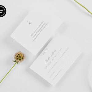 Modern Wedding RSVP Card - The Manhattan Collection. Stampa personalizzata RSVP Card per matrimonio, minimalista Wedding Reply Card Simple Wedding Response