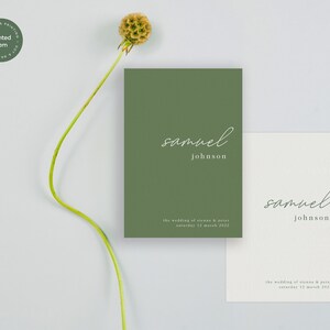 A5-menukaart - The Hunter Valley Collection. Gedrukt saliegroen bruiloftsbriefpapier Gepersonaliseerd menu Modern minimalistisch rustieke kalligrafie