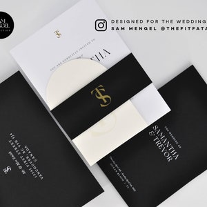 Printed Belly Band - Sam Mengel Wedding Collection Custom Wrap for Invitations | Elegant Modern Wedding Stationery Band | Minimalist Invite