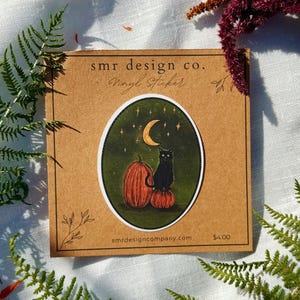 Black Cat Autumn Sticker