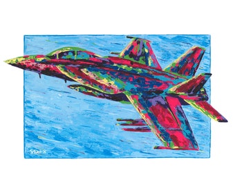 F-18 Jet Painting - 11x14 Art Print, Aviation and Aircraft Art