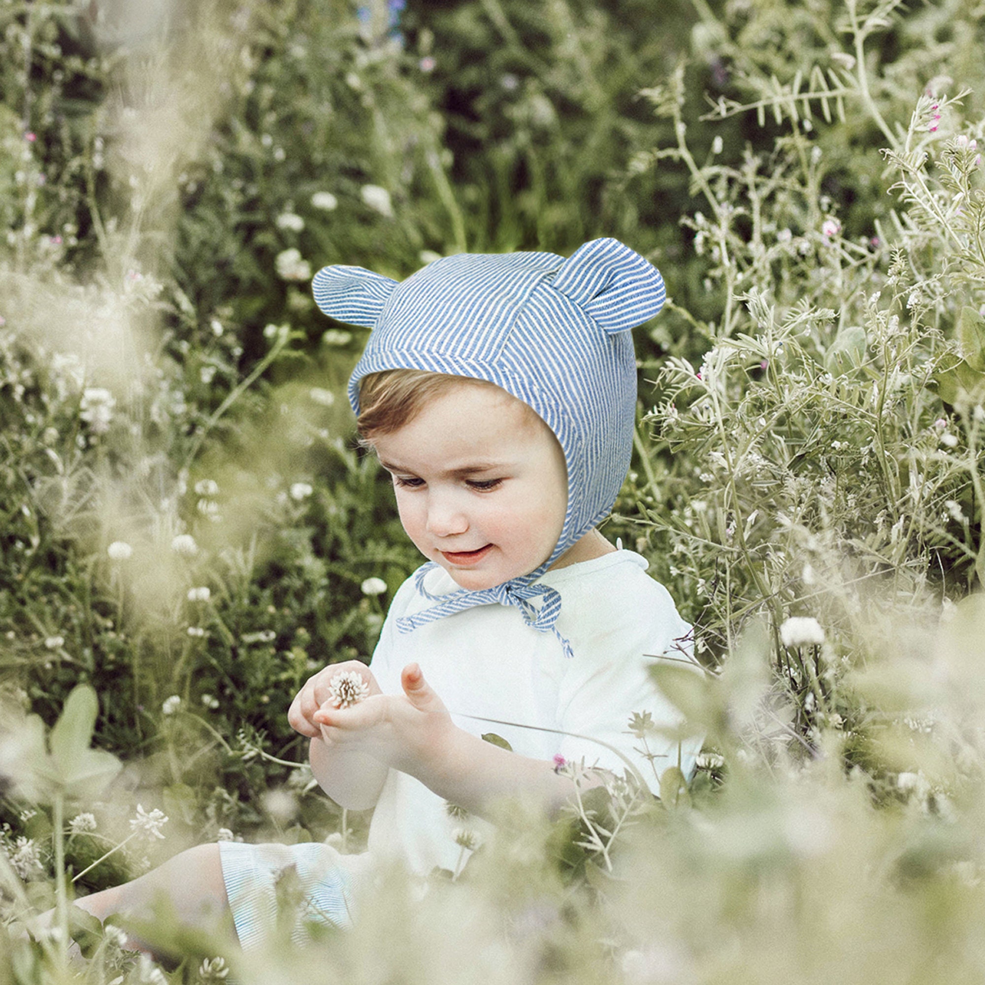 Baby Bonnet: Soft Cotton Muslin Lined Infant Bear Hat Beanie