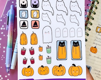 Spooky Vibes Sticker Sheet, Halloween Planner Stickers