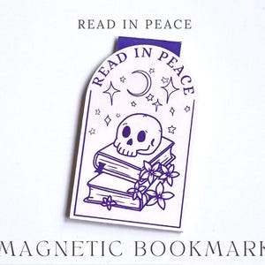 Segnalibro magnetico "Leggi in Pace". Regalo unico per gli amanti dei libri, accessorio letterario, salva-carta, essenziale per la lettura, regalo per topi di biblioteca, Dark Academia.