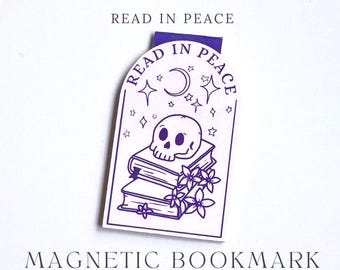 Read in Peace Magnetic Bookmark: Gothic Book Lover Gift