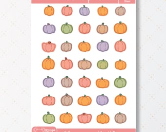 Pastel Pumpkin Sticker Sheet: Autumn Planner Stickers