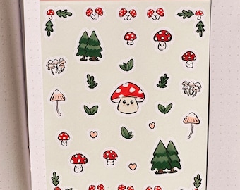 Mushroom Forest Sticker Sheet, Woodland Planner Stickers