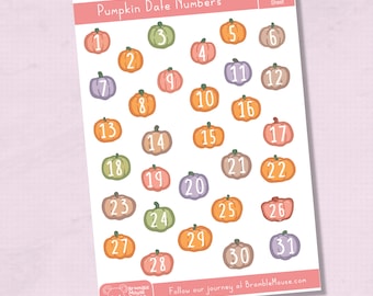 Pastel Pumpkin Date Stickers: Autumn Planner Stickers for Journaling