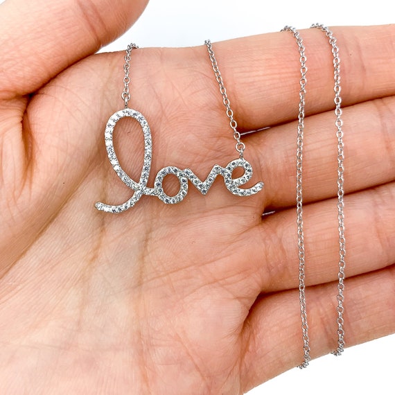 925 Sterling Silver Love Script Pendant 