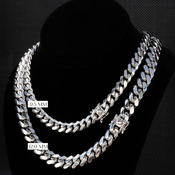 925 Sterling Silver Cuban Link Chain 9.5mm Solid Silver Miami