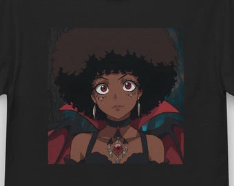 Maglietta Afro Anime Vampire / Maglietta grafica Black Girl Goth