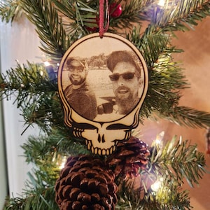 Personalized Steal Your Face Wooden Photo Ornament/Laser Engraved Photo Christmas Ornament/Steal Your Face/Stealie/Rearview Mirror Ornament