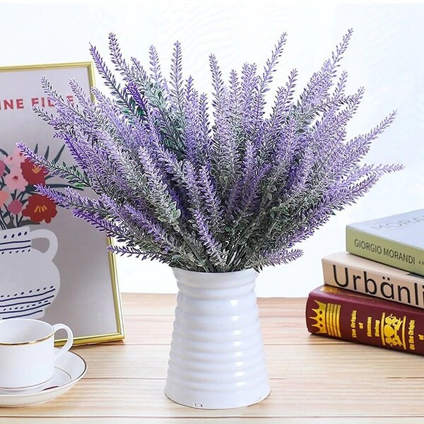 Afoxsos 14 In. Purple Indoor/Outdoor Artificial Lavender Flowers In Plastic Rose HDSA1022200 - The Home Depot - Foto 5