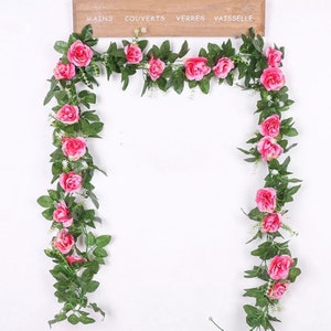 Artificial Flower Silk Rose Leaf Garland Vine Ivy Home Wedding Garden ...