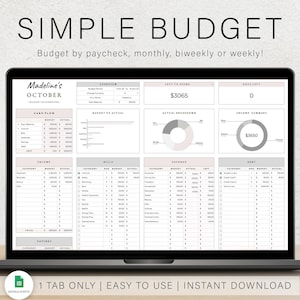 Peut inclure: Un modèle de feuille de calcul de budget numérique pour octobre, intitulé "Tableau de bord du budget d'octobre de Madeline". La feuille de calcul comprend des sections pour les flux de trésorerie, les revenus, les factures, les dépenses, les économies et les dettes. La feuille de calcul est conçue pour aider les utilisateurs à suivre leurs finances et à gérer leur budget.