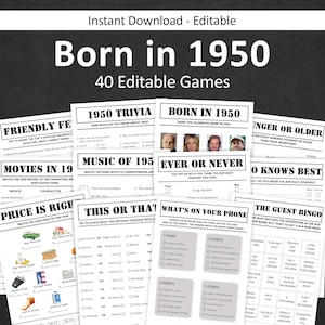 75. Geburtstag Spiele Bundle 75. Geburtstag Party Spiele 1950 Trivia Geboren 1950 75 Jahre alte Männer Frauen Er Her Quiz EDITIERBAR Instant Digital