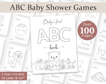 ABC Coloring Book ABC Baby Shower Coloring Book Baby's First ABC Book Colouring Alphabet Pages Activities Game Gift Ideas A-Z Printable