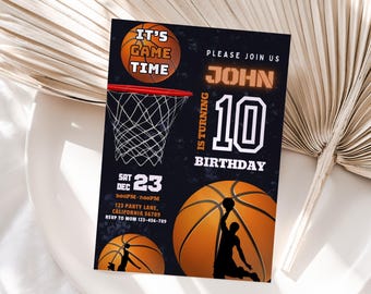 Basketball Birthday Invitation Basketball Invitation It's Game Time Sports Invitation Boy Party Invite Teen Party Theme EDITABLE B09