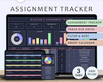 Hoja de cálculo de seguimiento de tareas, plantilla de planificador estudiantil, planificador de estudios académicos, planificador de cursos universitarios, planificador escolar, clase, hojas de cálculo de Google