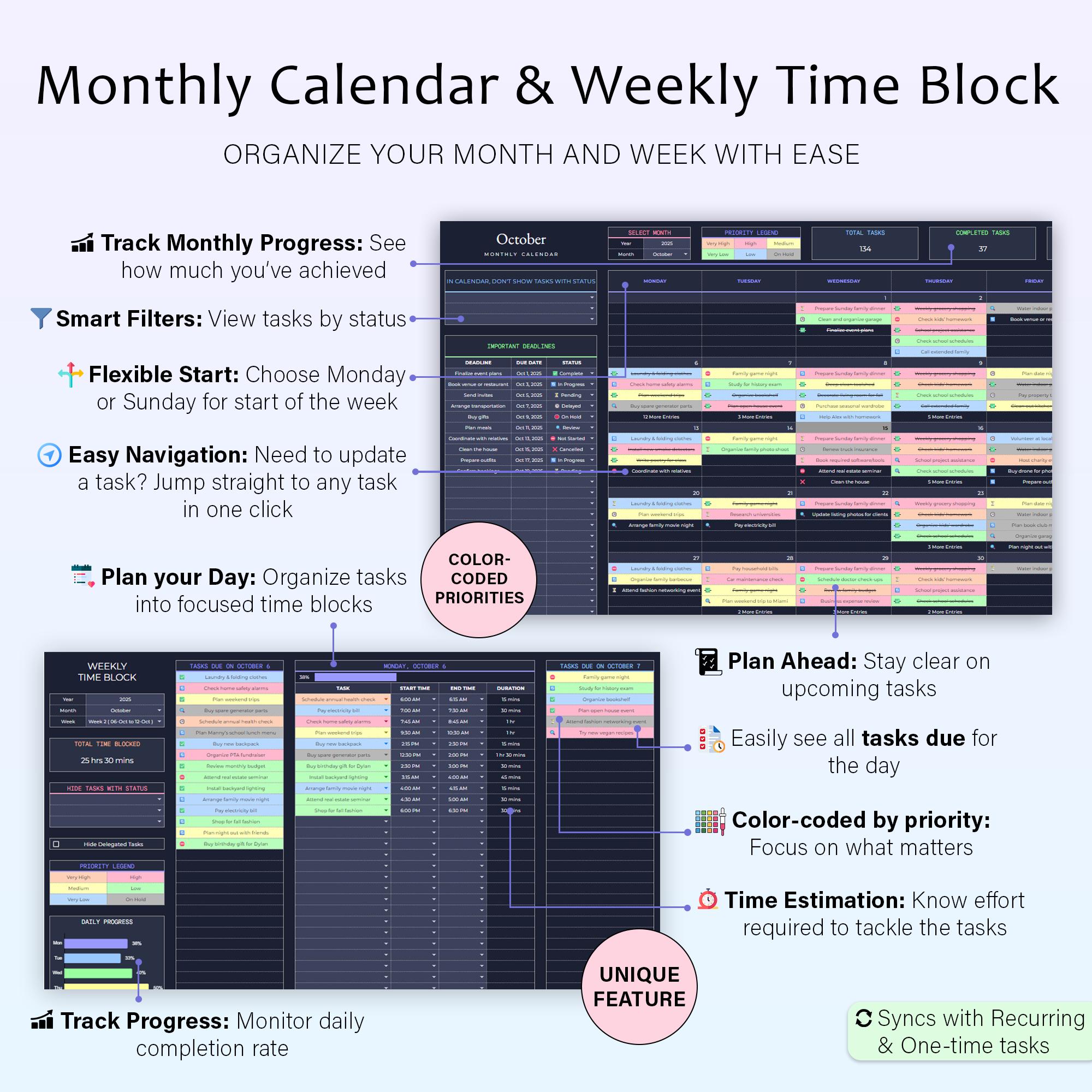 Task Tracker to Do List Template Daily Tasks Spreadsheet Recurring ...