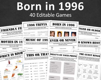 30e verjaardag gamesbundel 30e verjaardag partygames 1996 trivia geboren in 1996 30-jarige man vrouw hem haar quiz BEWERKBAAR Direct digitaal