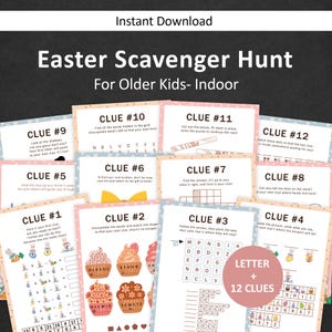 Easter Scavenger Hunt for Teens Easter Treasure Hunt Clues Older Kids Easter Bunny Escape Room Easter Basket Indoor Game Kids PRINTABLE