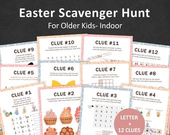 Osterschnitzeljagd für Jugendliche Ostern Schatzsuche Hinweise Ältere Kinder Osterhase Flucht Zimmer Osterkorb Indoor-Spiel Kinder DRUCKBAR