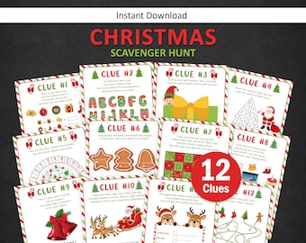 Christmas Scavenger Hunt For Teens Holiday Treasure Hunt Clues For Older Kids Escape Room Tween Preteen Indoor PRINTABLE