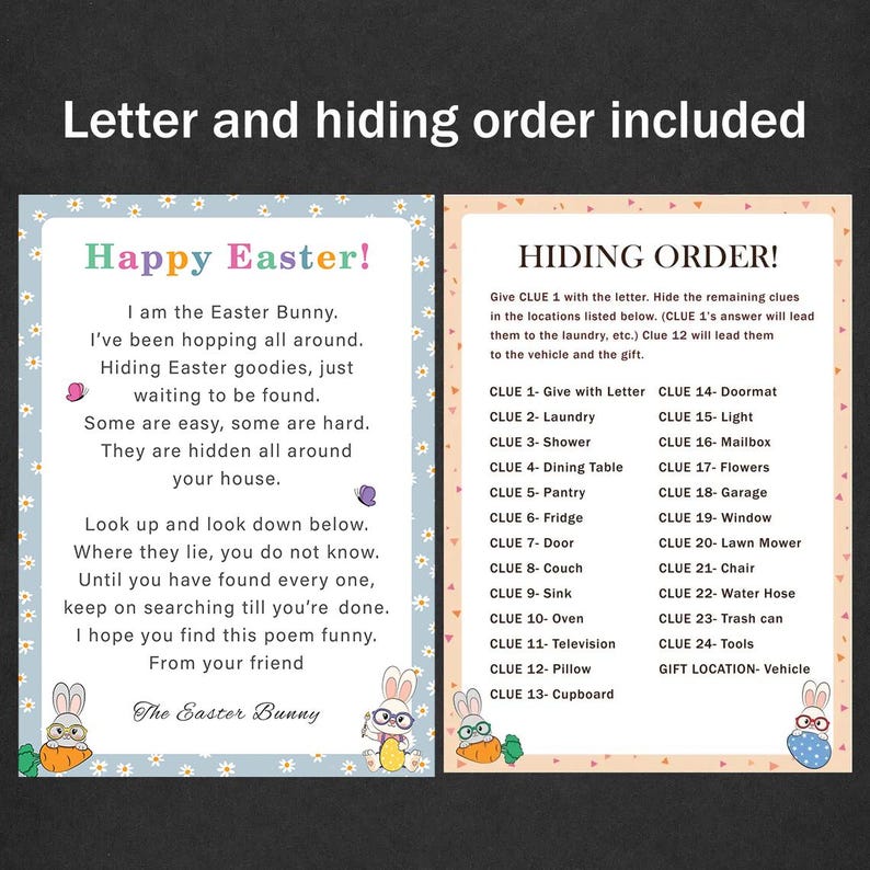 Ostern Schnitzeljagd für Jugendliche Ostereiersuche Hinweise ältere Kinder Osterhase Escape Room Korb Schatzsuche Indoor Outdoor Spiel DRUCKBAR Bild 3