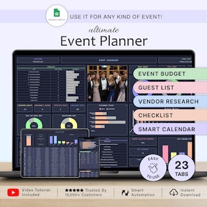 Event Planner Spreadsheet Party Planning Template Corporate Events Budget Tracker Vendor Guest List Event Management Google Sheets ANY EVENT