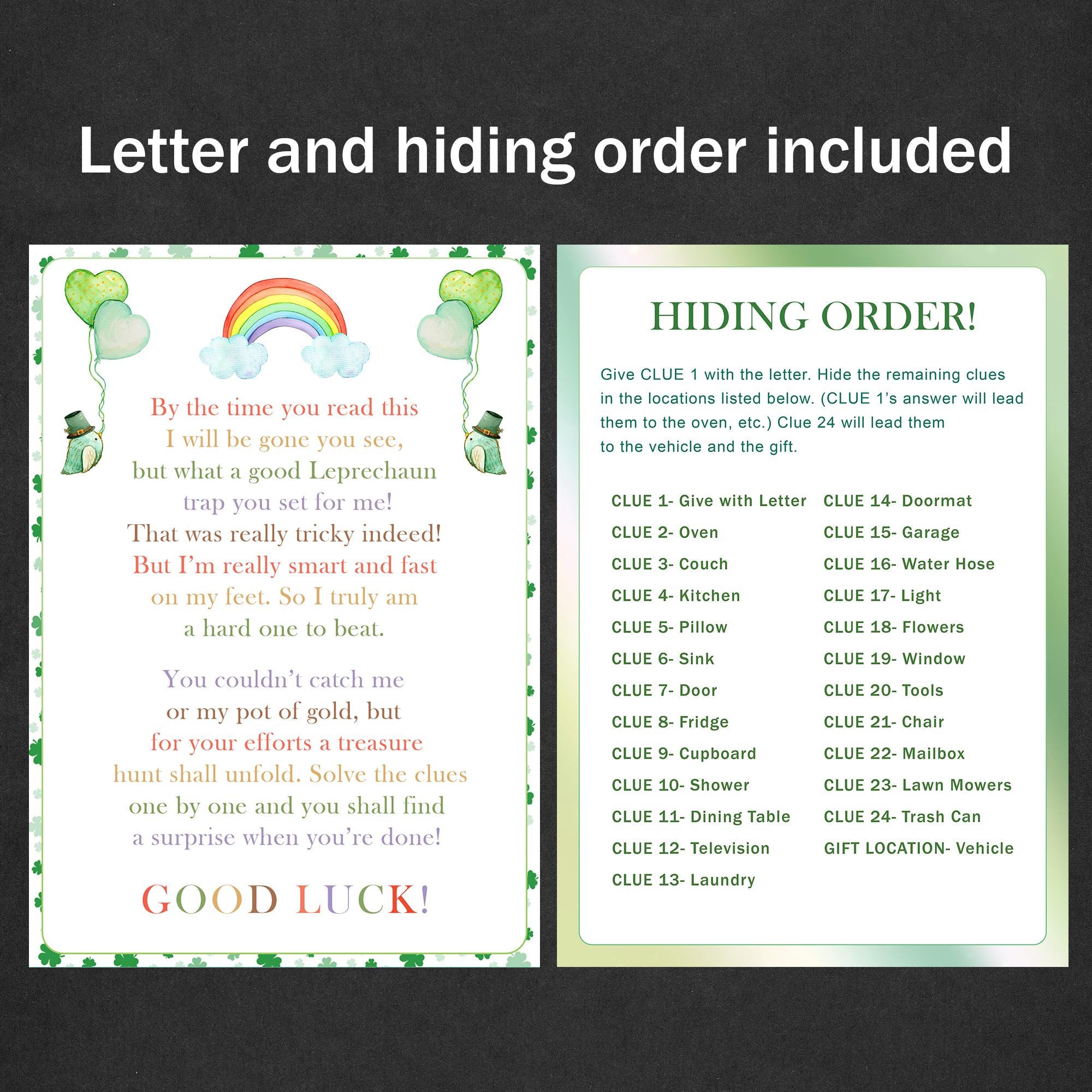 St Patricks Day Treasure Hunt for Older Kids Leprechaun Scavenger Hunt ...