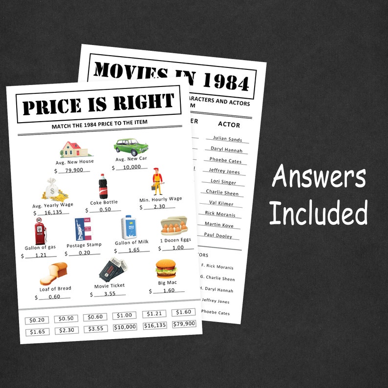 40th Birthday Games Bundle 40th Birthday Party Games 1984 Trivia Born in 1984 40 year old Men Women Him Her Quiz EDITABLE Instant Digital image 9