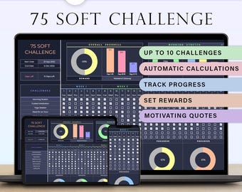 75 Soft Challenge Spreadsheet Fitness Tracker Workout Planner Template 75 Easy Challenge Daily Habit Tracker 75 Days Health Google Sheets