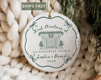 First Home Christmas Ornament First Christmas in New Home Ornament Personalized Our First House Ornament Custom Housewarming Gift Address