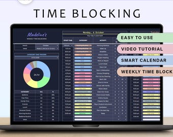 Weekly Time Blocking Planner Time Management Spreadsheet  Time Tracker Template Time Block 24 Hour Schedule Organizer Tasks Google Sheets