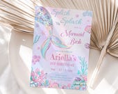 Mermaid Invitation Mermaid Birthday Invitation Under the Sea Birthday Invite Splish Splash Girl Pink Dive into Five EDITABLE Digital M02
