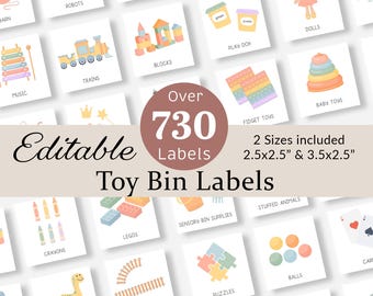 Toy Bin Labels Playroom Label Trofast Toy Storage Box Organization Visual Stickers EDITABLE