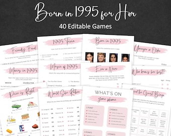 30th Birthday Games for Women 30 Birthday Party Games for Her Born in 1995 Game 1995 Trivia Quiz Activity Bundle Instant Digital PRINTABLE