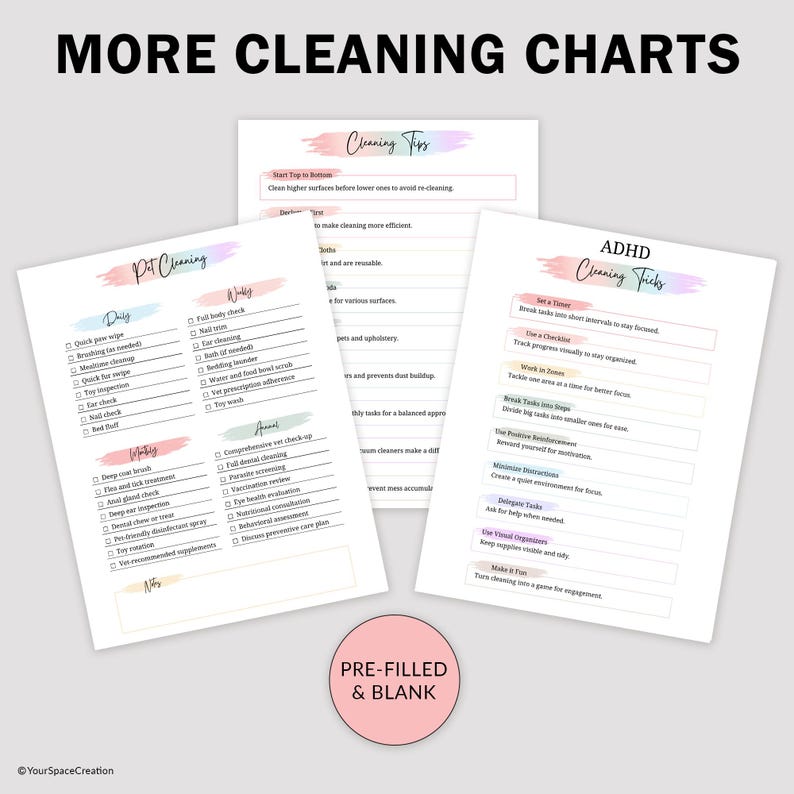 Cleaning Schedule Cleaning Checklist Cleaning Planner Daily Weekly ...