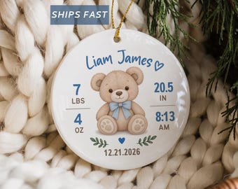 Birth Stats Ornament Baby Boy Stats Ornament Personalized Baby's First Christmas Ornament Custom Babys 1st Christmas Ornament New Baby