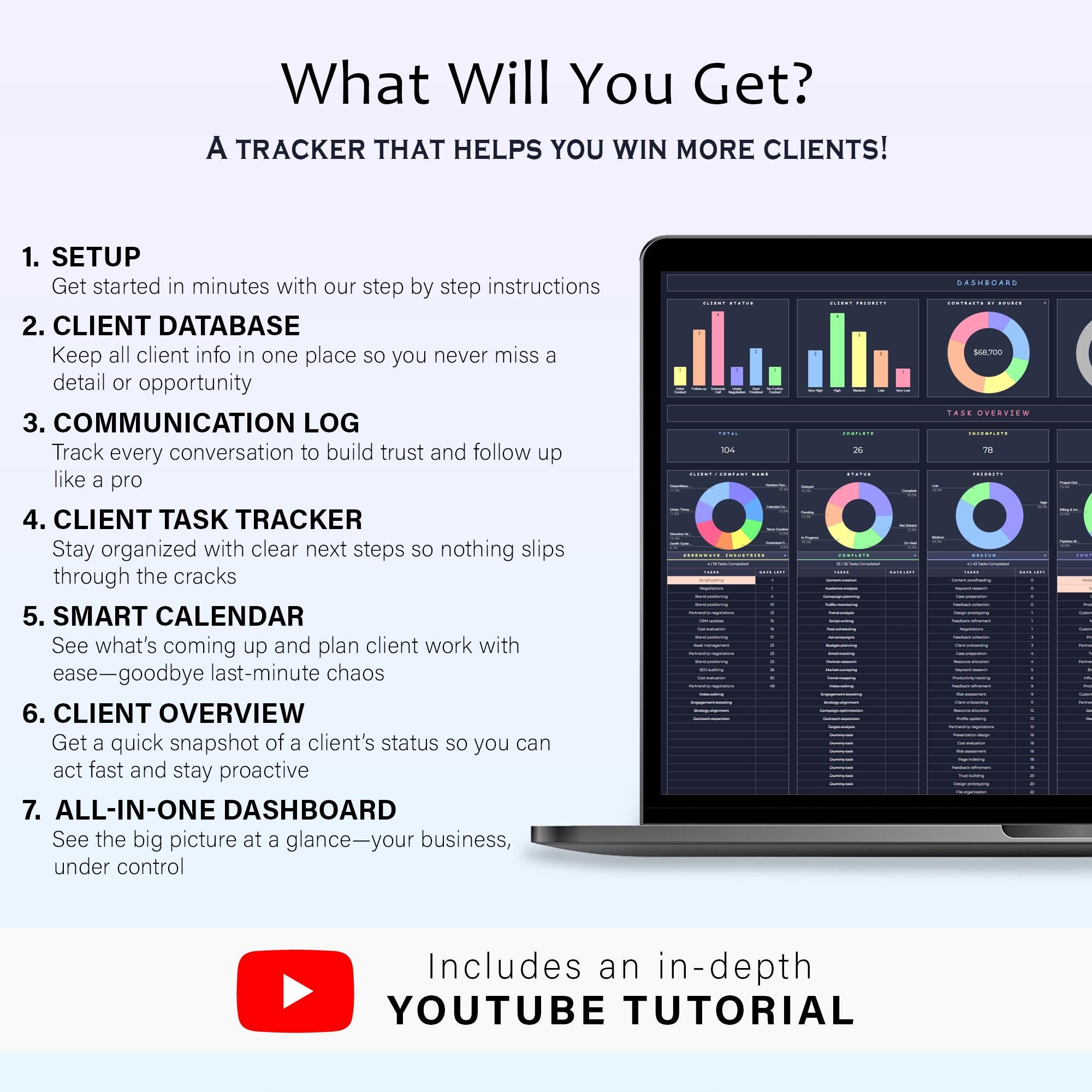 Customer Database Tracker Example Client Tracker CRM Template Invoice Tracker Spreadsheet for Small ...