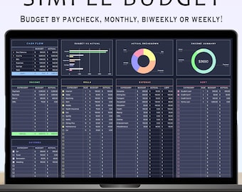 Budget Planner Budget Spreadsheet Budget Tracker Budget Template Monthly Budget Simple Budget Dark Mode Google Sheets Financial Planner