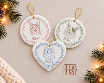 Custom Cat Ornament Personalized Cat Memorial Ornament Watercolor Photo Cat Remembrance Gift Loss of Cat Keepsake Kitten Portrait Gift
