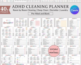 Cleaning Schedule Cleaning Checklist Cleaning Planner Daily Weekly Monthly Bundle Deep Cleaning Chart Home Declutter Challenge EDITABLE