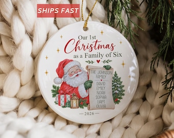 Family of 6 Ornament First Christmas as Family of Six Ornament Baby's 1st Christmas Ornament New Baby Keepsake Newborn Name Xmas Gift