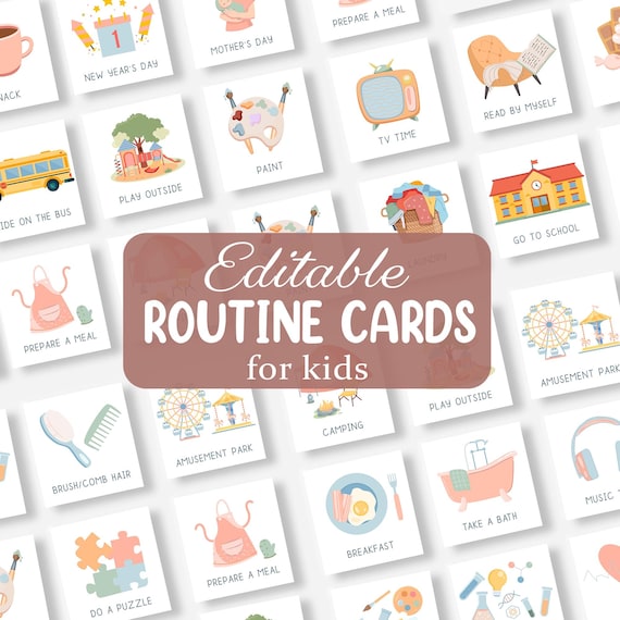 Daily Routine Cards Visual Schedule Toddler Routine Chart for Kids Chore Chart Daily Rhythm Checklist Montessori Preschool PEC Card EDITABLE